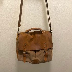 Kattee leather canvas messenger bag